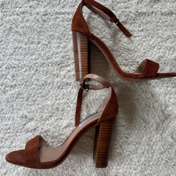 Steve Madden Carrson Chestnut Suede Ankle Strap Heels - Picture 5 of 7